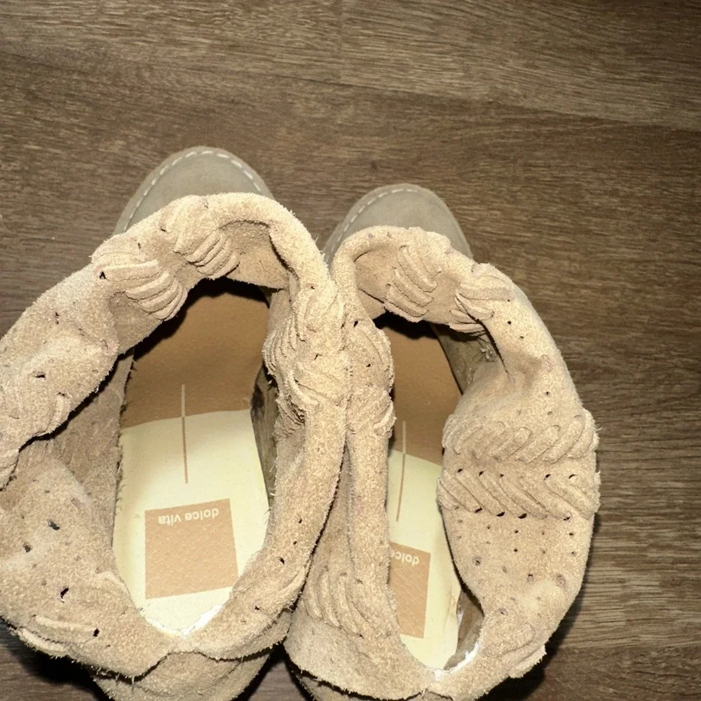 Dolce Vita Suede‎ Ankle Boots Tan Block Heel Boho Booties Women's Size 6